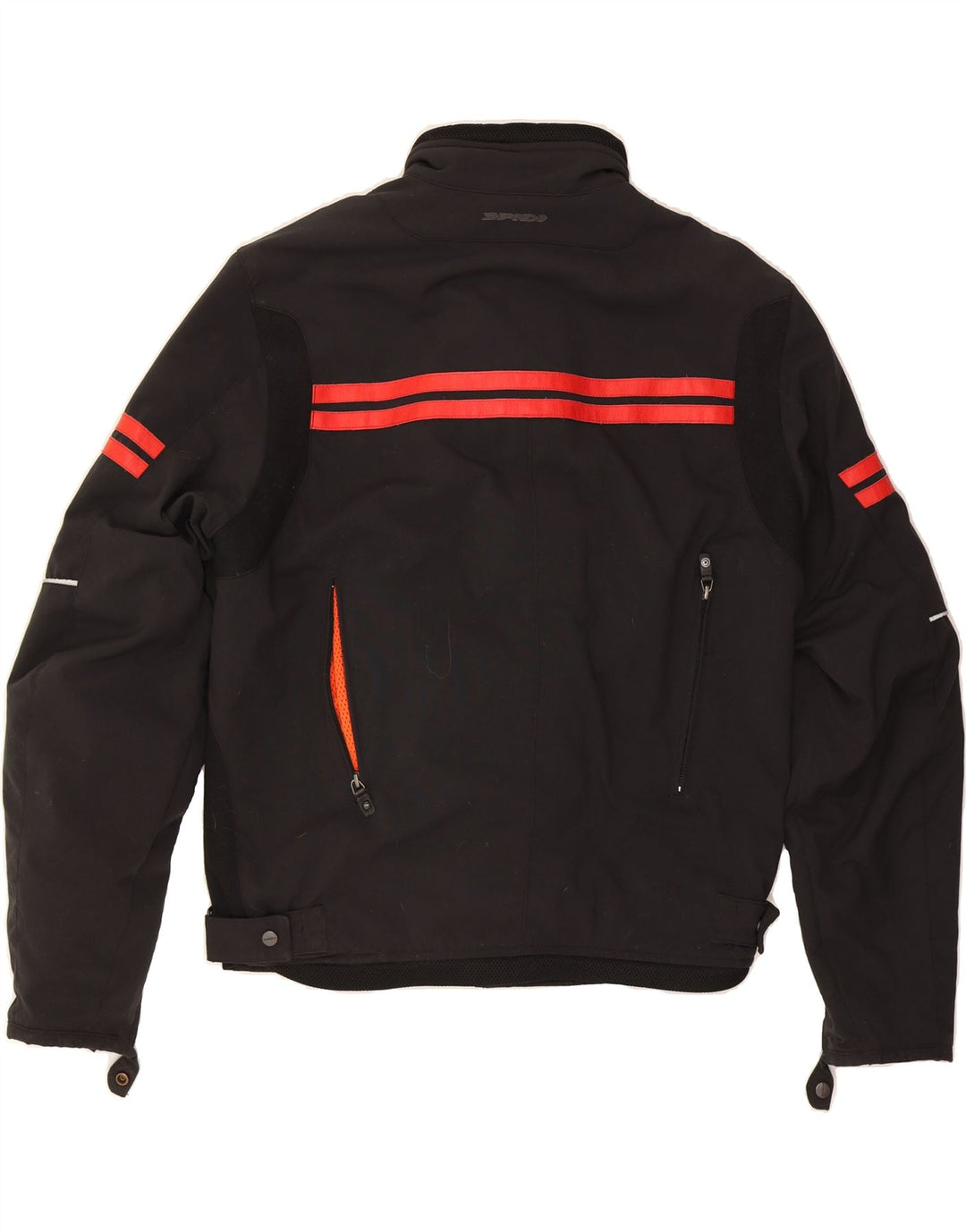 SPIDI Mens Moto Racer Bomber Jacket UK 16 Large Black Striped Vintage Spidi and Second-Hand Spidi from Messina Hembry 