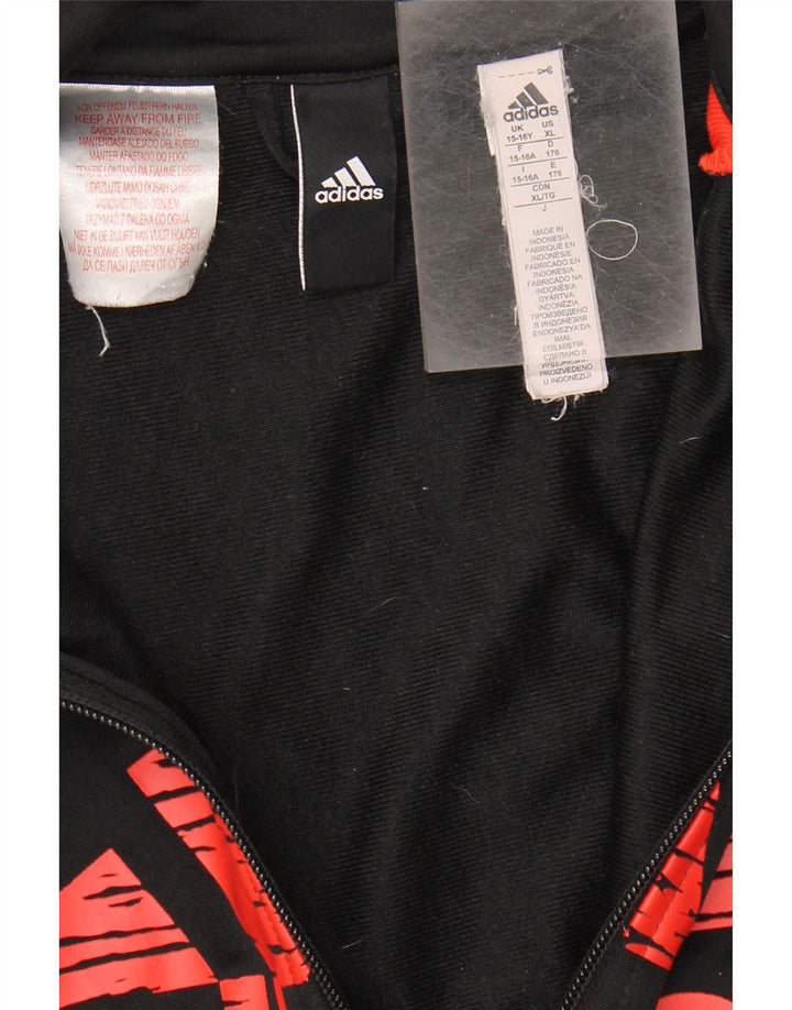 Спортивный костюм Adidas для девочек с графическим рисунком, верхняя куртка 15-16 лет, черный полиэстер