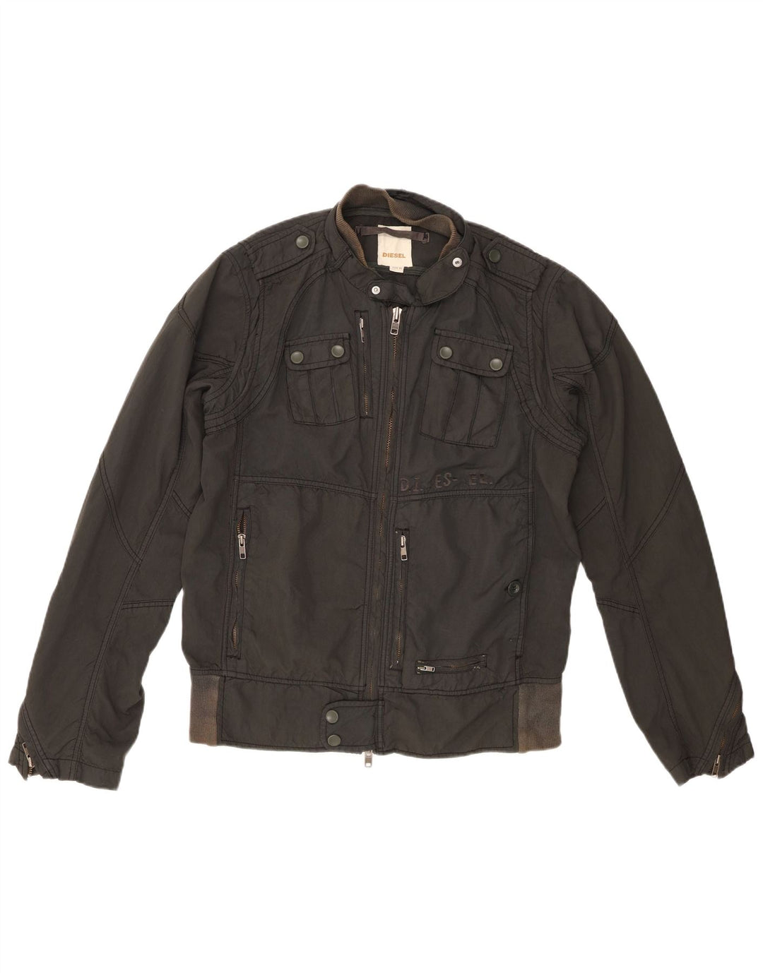 Женская куртка Diesel в стиле милитари UK 18 XL, черный нейлон