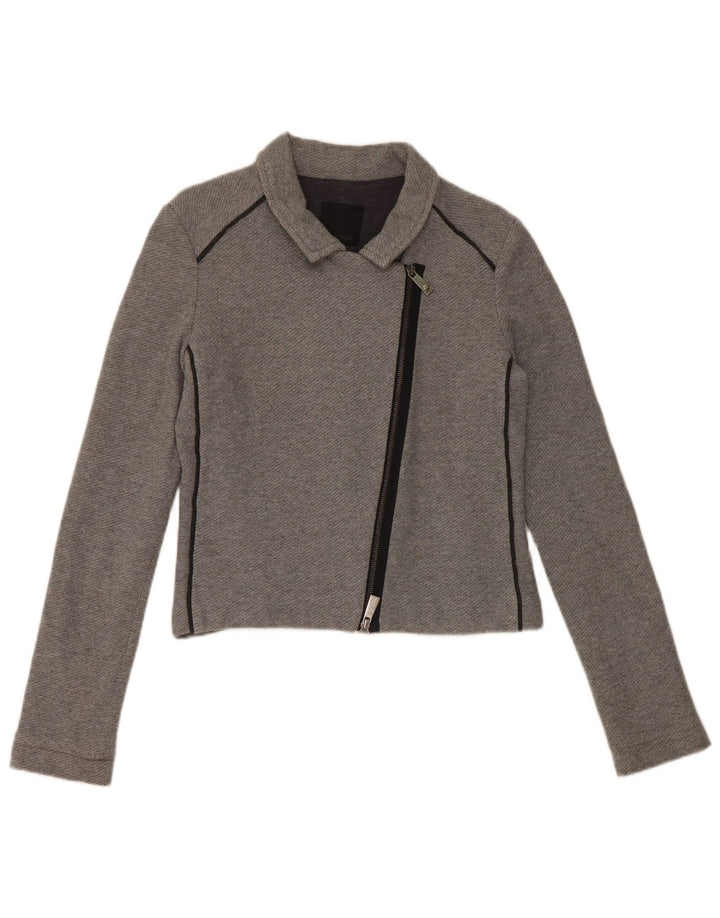 Женская укороченная куртка-бомбер Pinko UK 12, хлопок среднего серого цвета