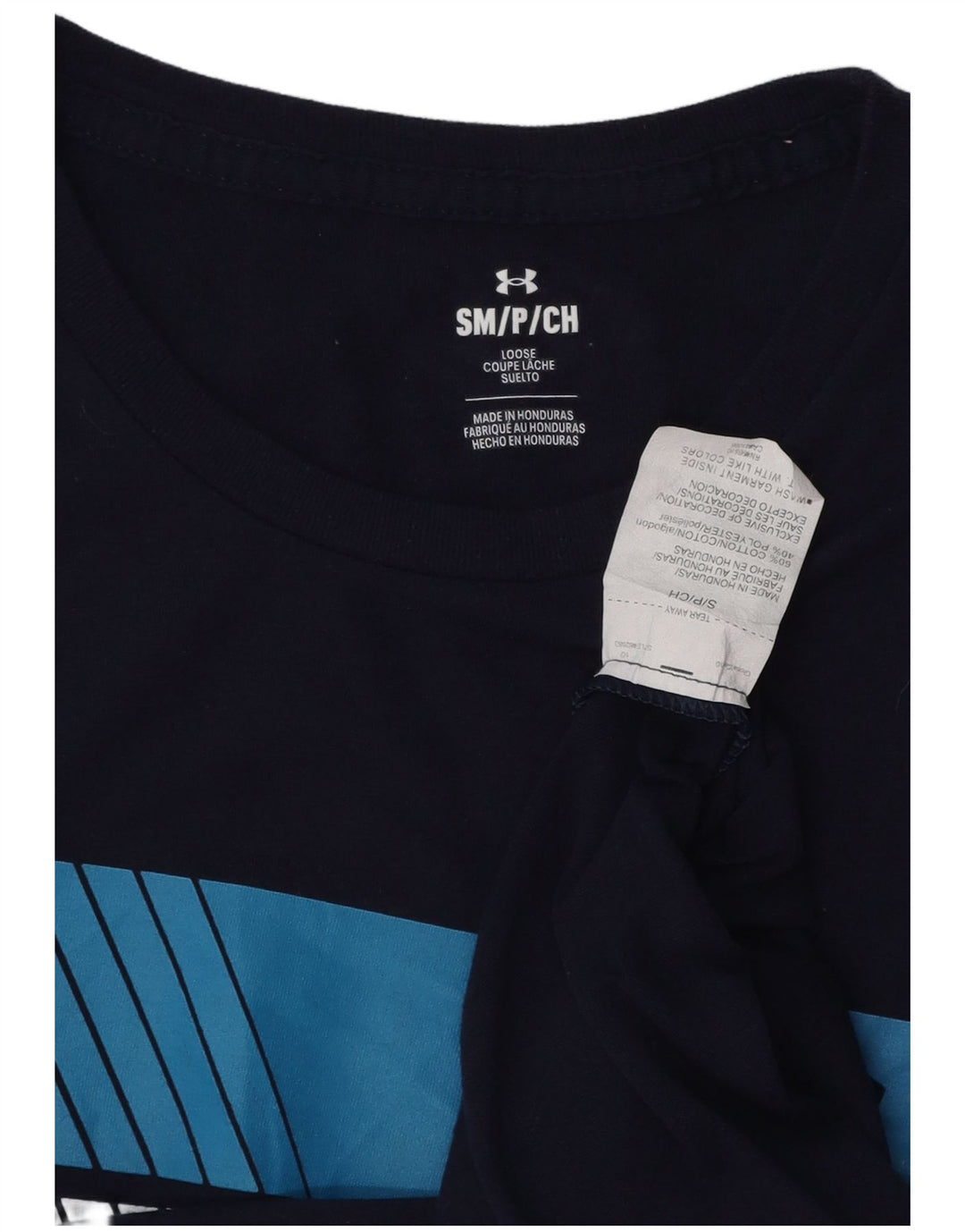 Мужская футболка с рисунком UNDER ARMOR, темно-синяя, хлопковая