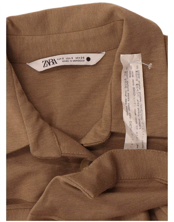 Женская блузка-рубашка Zara UK 10, маленький коричневый полиэстер