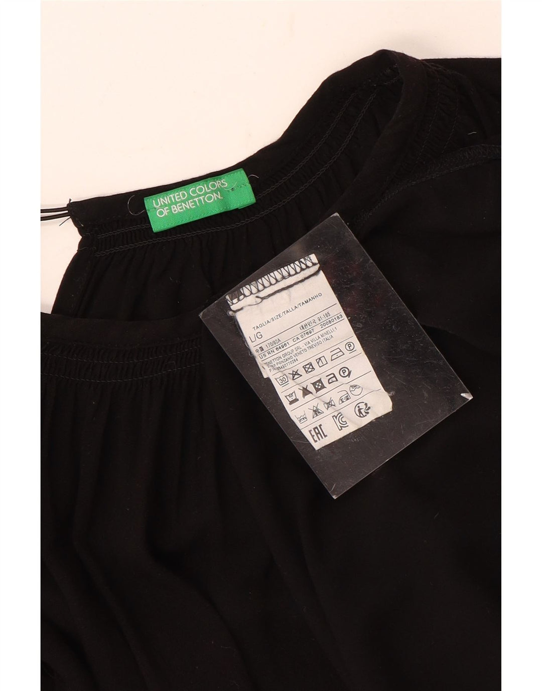 Женская блузка оверсайз Benetton Top UK 16, большая черная вискоза