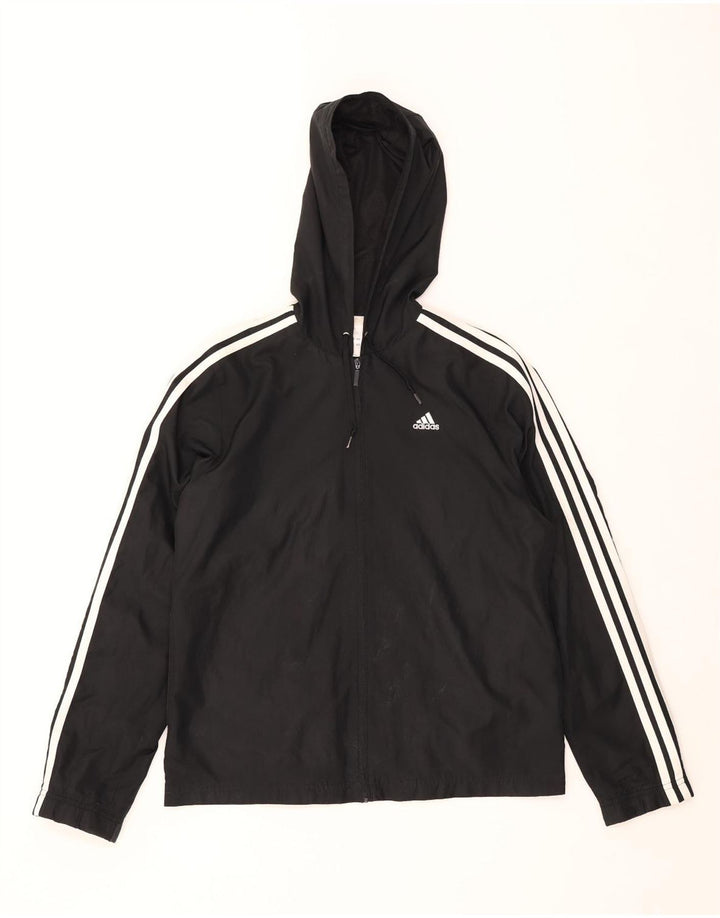Женский спортивный костюм Adidas с капюшоном, верхняя куртка UK 14, большой черный полиэстер