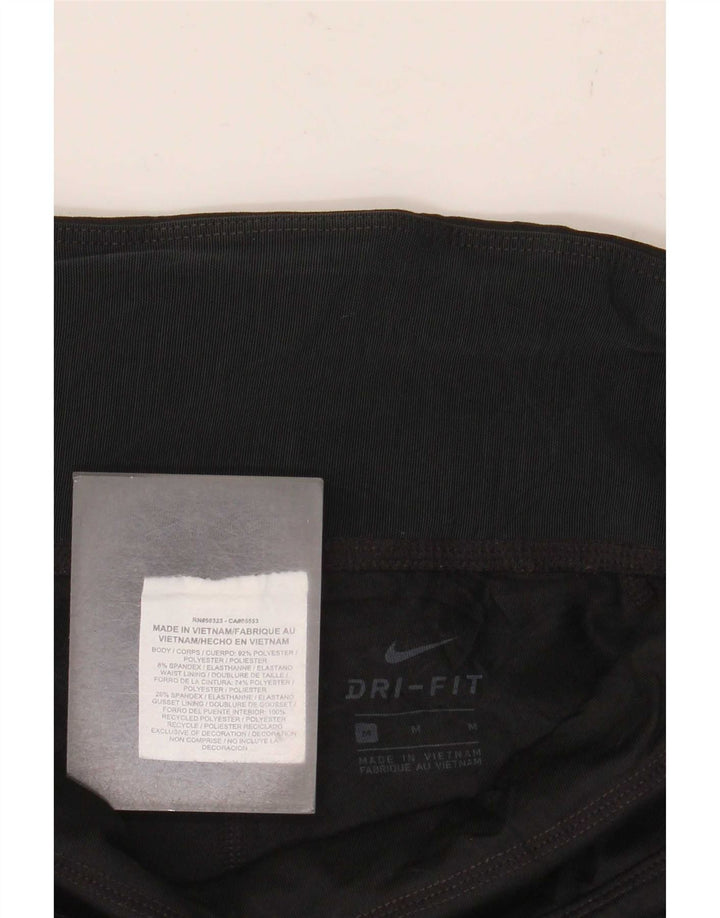 Женские леггинсы Nike Dri Fit UK 12, средний черный, полиэстер с цветными блоками