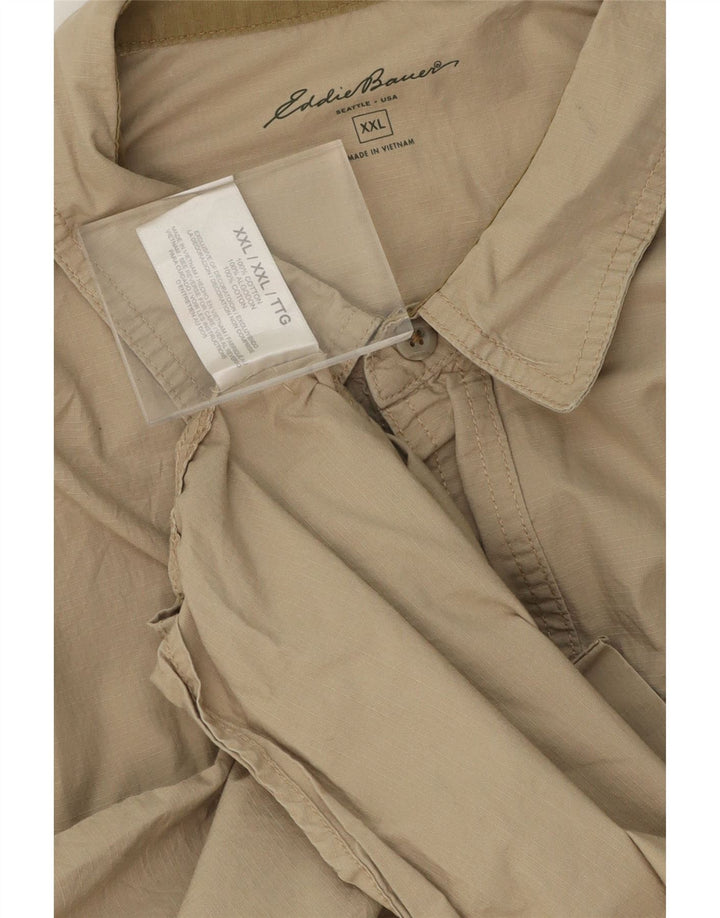 EDDIE BAUER Mens Short Sleeve Shirt 2XL Beige Cotton Vintage Eddie Bauer and Second-Hand Eddie Bauer from Messina Hembry 