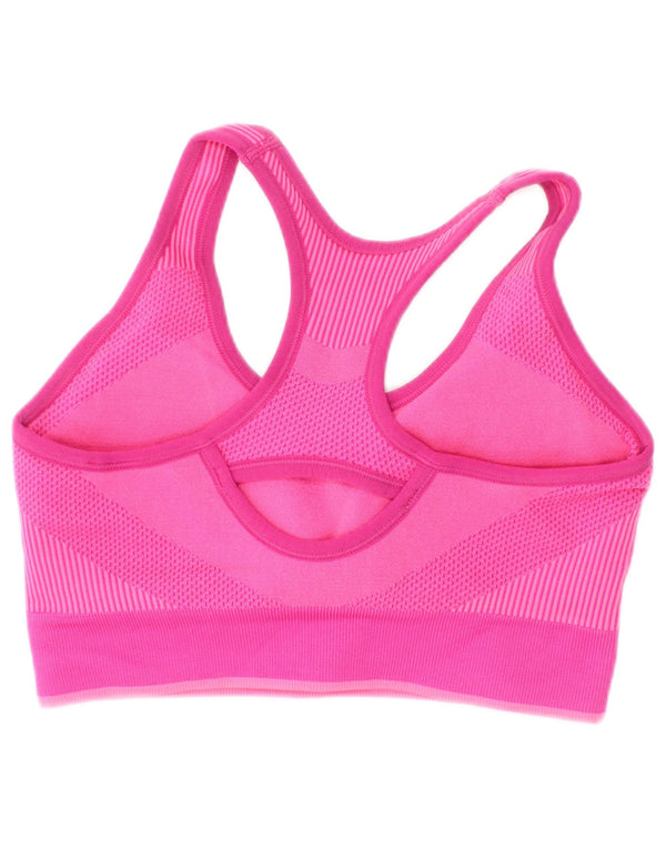 Puma Womens Padded Sport Bra Top Small Pink Striped Polyamide Sports