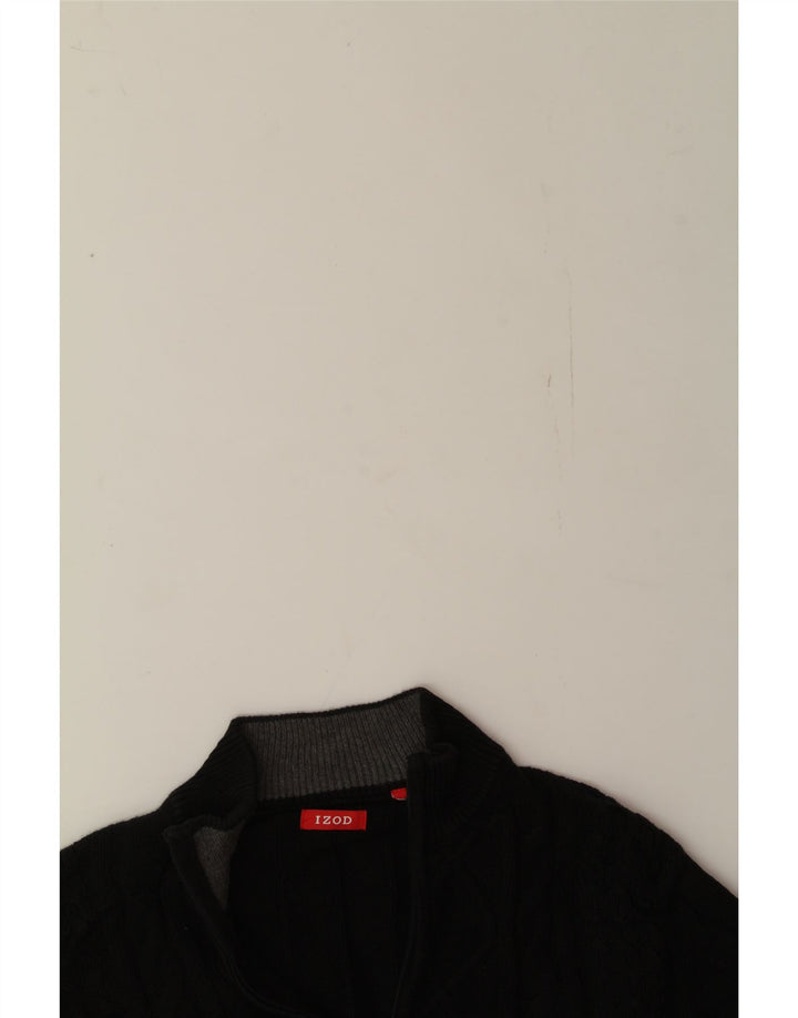 IZOD Womens Zip Neck Jumper Sweater UK 16 Large Black Argyle/Diamond Vintage Izod and Second-Hand Izod from Messina Hembry 