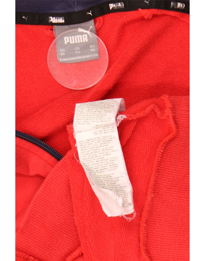 Мужской свитер с капюшоном на молнии с графическим рисунком PUMA 2XL, красный хлопок