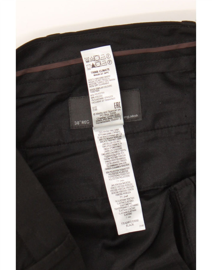 Мужские узкие брюки-чиносы Marks & Spencer W38 L31 черные из полиэстера