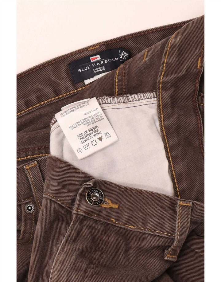 Мужские прямые джинсы Marks & Spencer Blue Harbour W36 L28 коричневые, хлопок