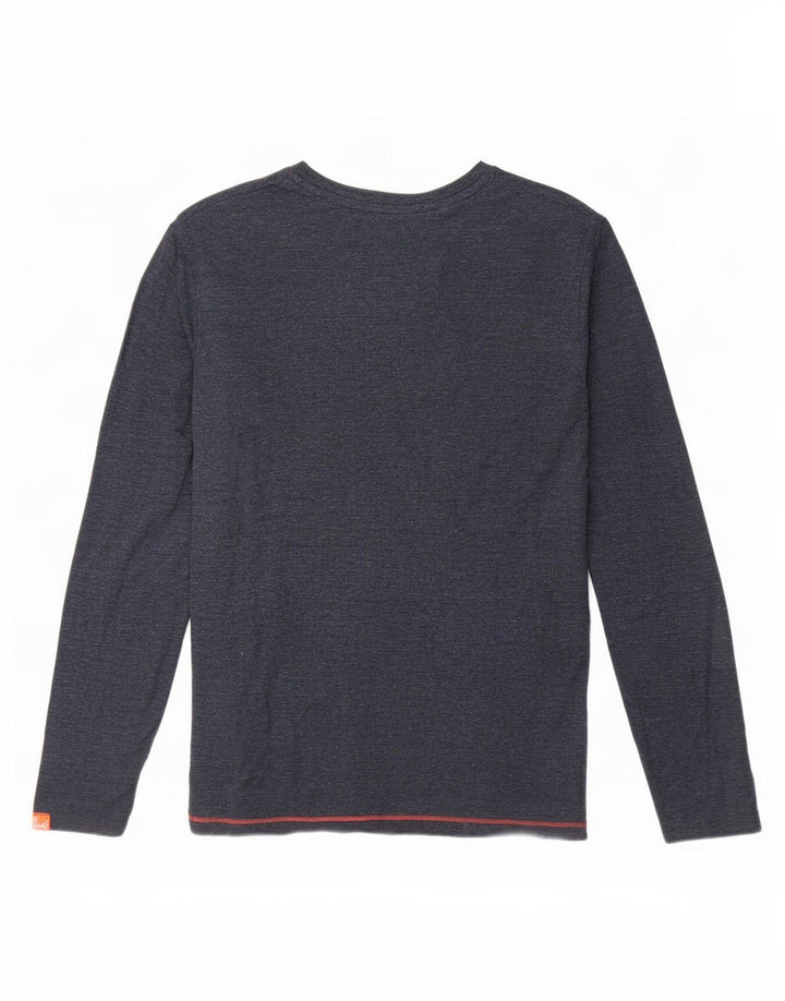 Мужской топ Superdry с длинным рукавом, маленький темно-синий, крапчатый, хлопок