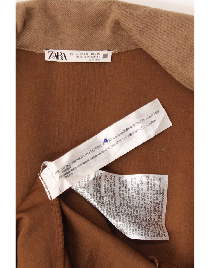 Женское открытое пальто Zara UK 10, маленький коричневый полиэстер