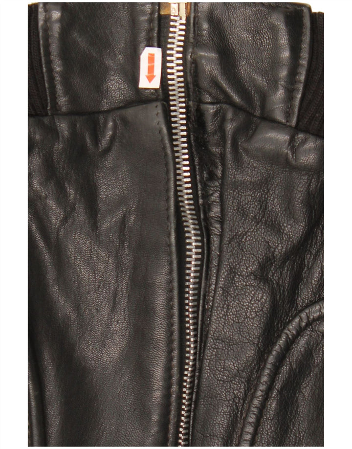 Мужская кожаная куртка VINTAGE UK 40, большая черная кожаная