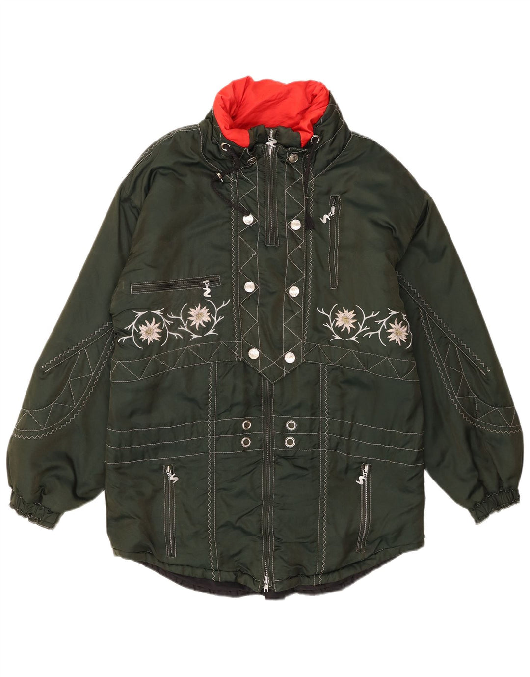 Женская лыжная куртка Sportalm Oversized с графическим рисунком EU 38, средний зеленый цветочный принт