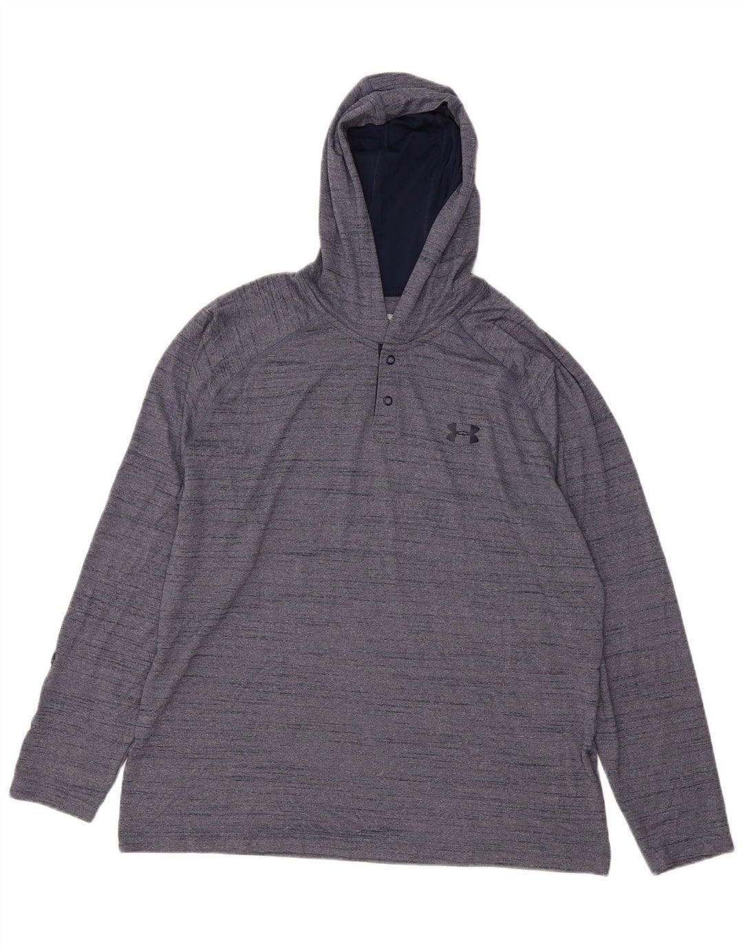 Мужской топ с капюшоном UNDER ARMOR Heat Gear, длинный рукав, большой, темно-синий, в крапинку