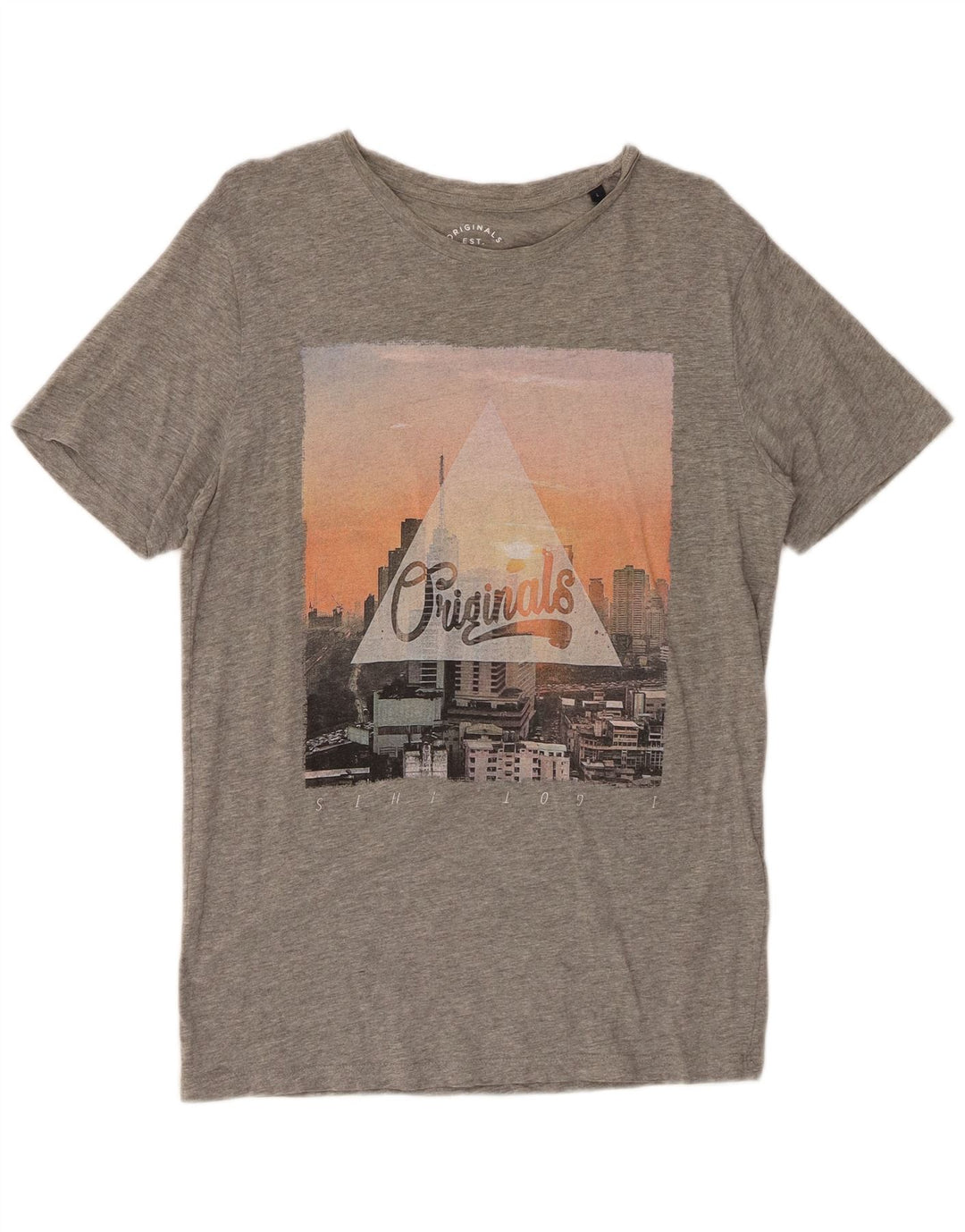 Мужская футболка с рисунком JACK & JONES, большой серый хлопок с крапинками