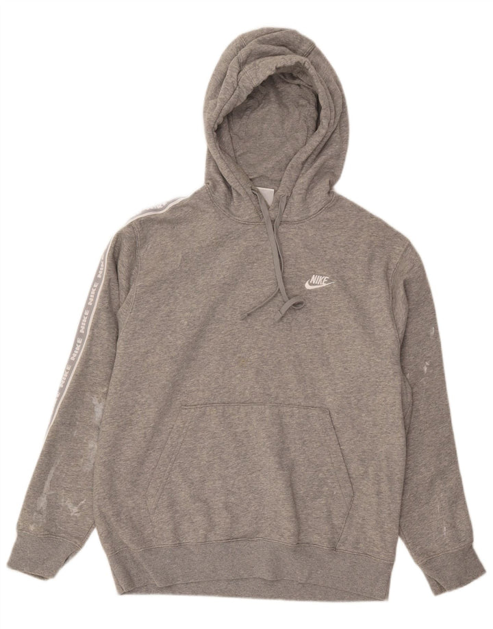 NIKE Mens Graphic Hoodie Jumper Medium Grey Cotton