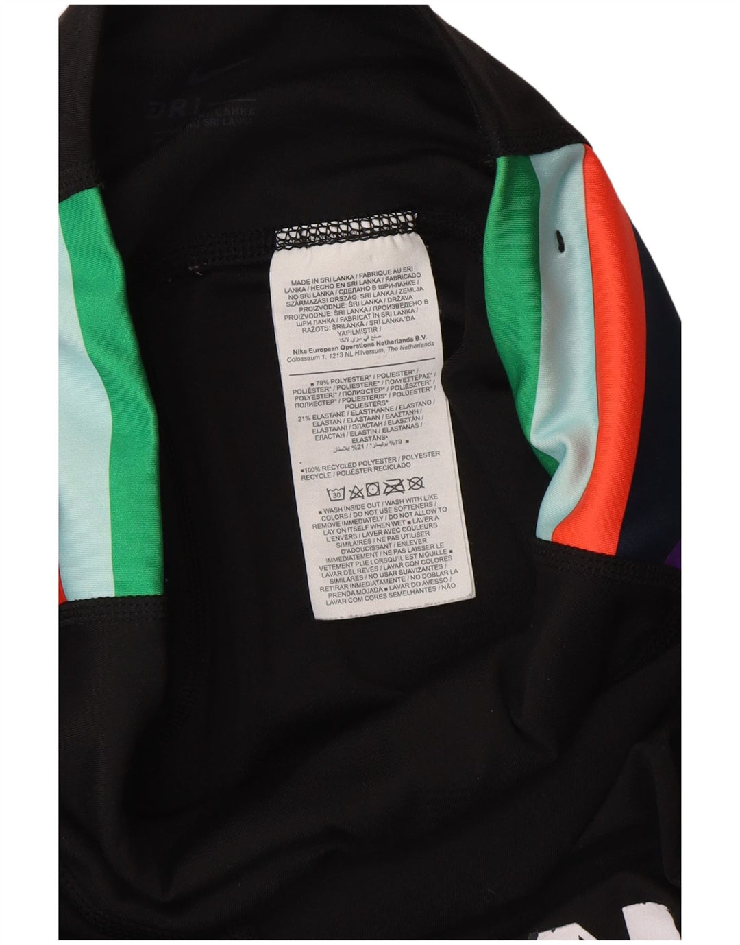 Женские леггинсы с рисунком Nike UK 6 XS, черные, полиэстер с цветными блоками