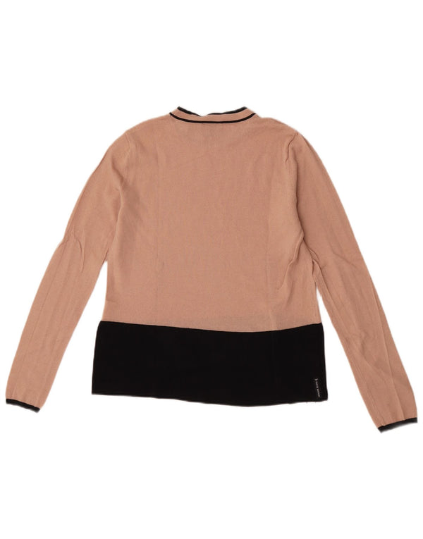 Женский джемпер с круглым вырезом Armani Jeans UK 12, средний бежевый, цветных блоков