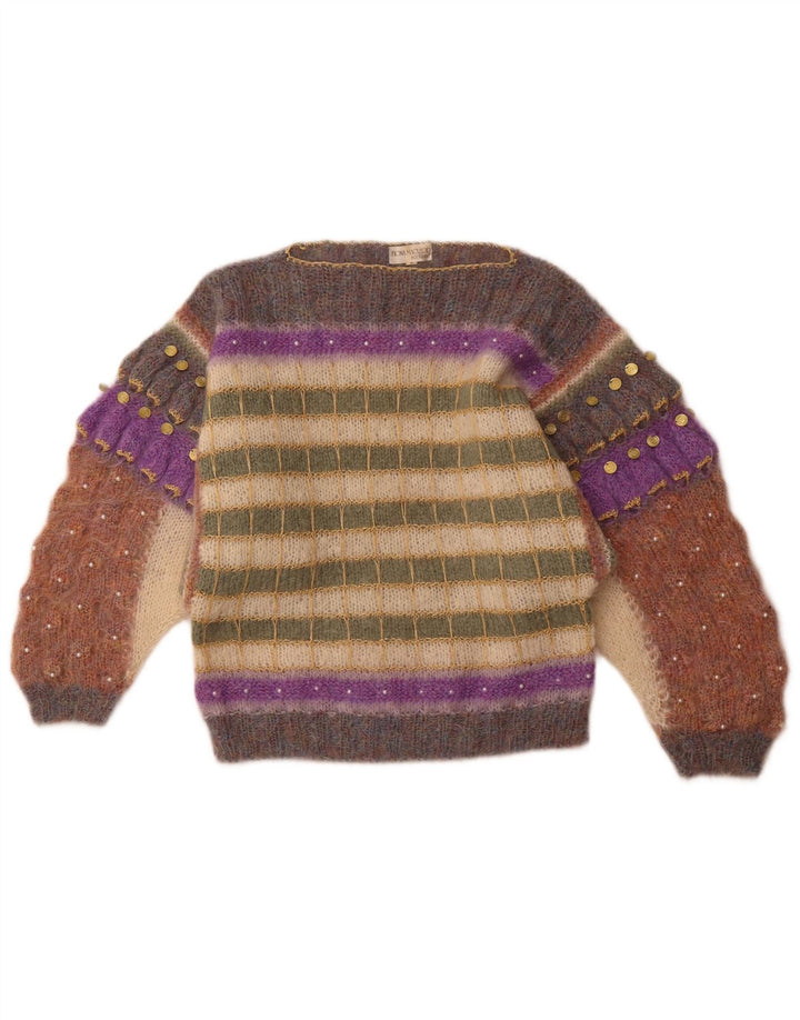 Женский джемпер с вырезом «лодочка» FIONA MACLEOD UK 14, средний разноцветный