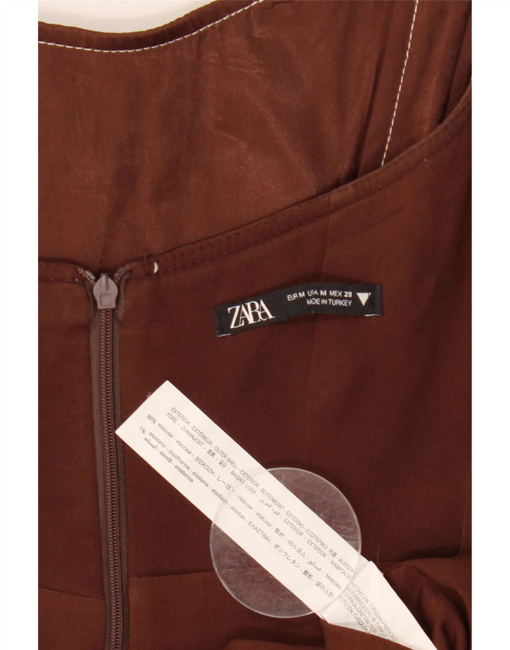 Женское платье без бретелек Zara UK 12, средний коричневый, вискоза