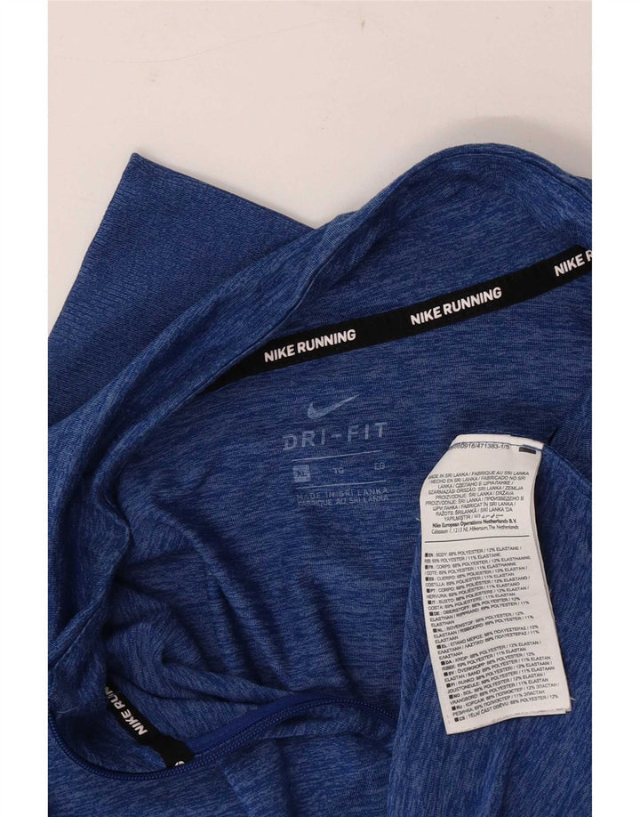 Мужской топ для бега Nike с воротником на молнии и длинным рукавом XL, синий полиэстер с крапинками