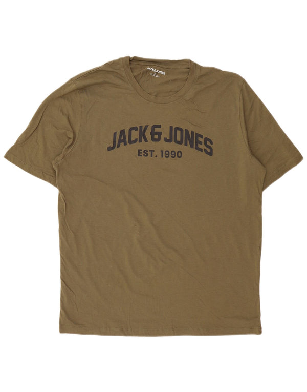 Мужская футболка с рисунком JACK & JONES, 2XL, зеленый хлопок