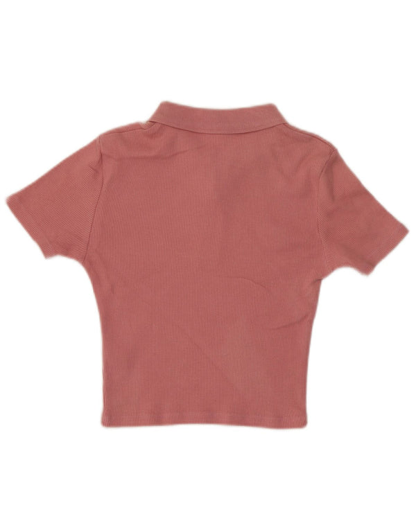 Женская укороченная рубашка-поло Topshop UK 6 XS, розовый хлопок
