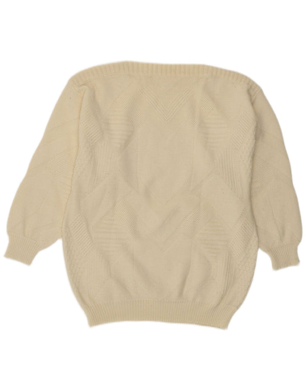 ВИНТАЖНЫЙ женский свитер с вырезом «лодочка», Великобритания, 16, большой, белый цвет