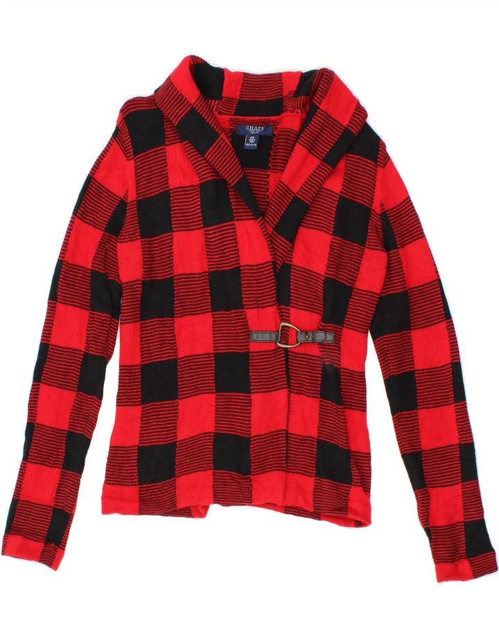 CHAPS Womens Cardigan Sweater UK 10 Small Red Check Cotton Vintage Chaps and Second-Hand Chaps from Messina Hembry 