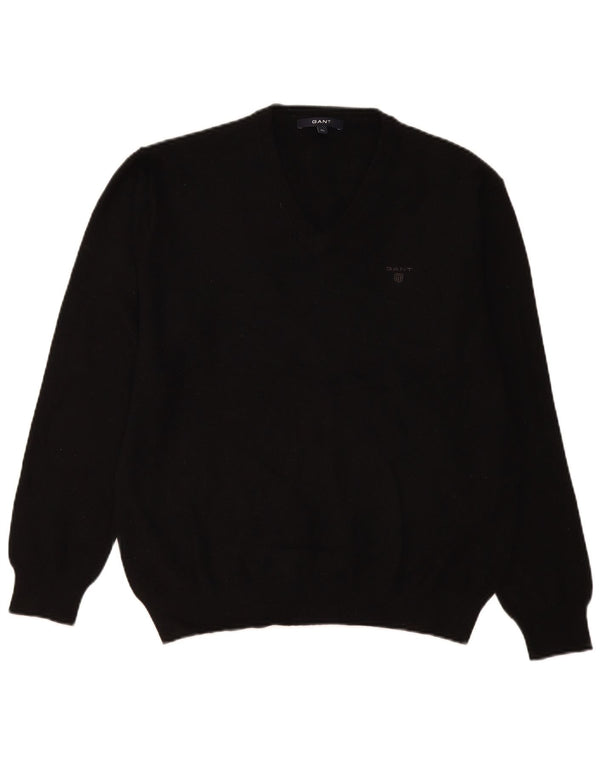Женский джемпер Gant с v-образным вырезом, Великобритания 18 XL, черная шерсть