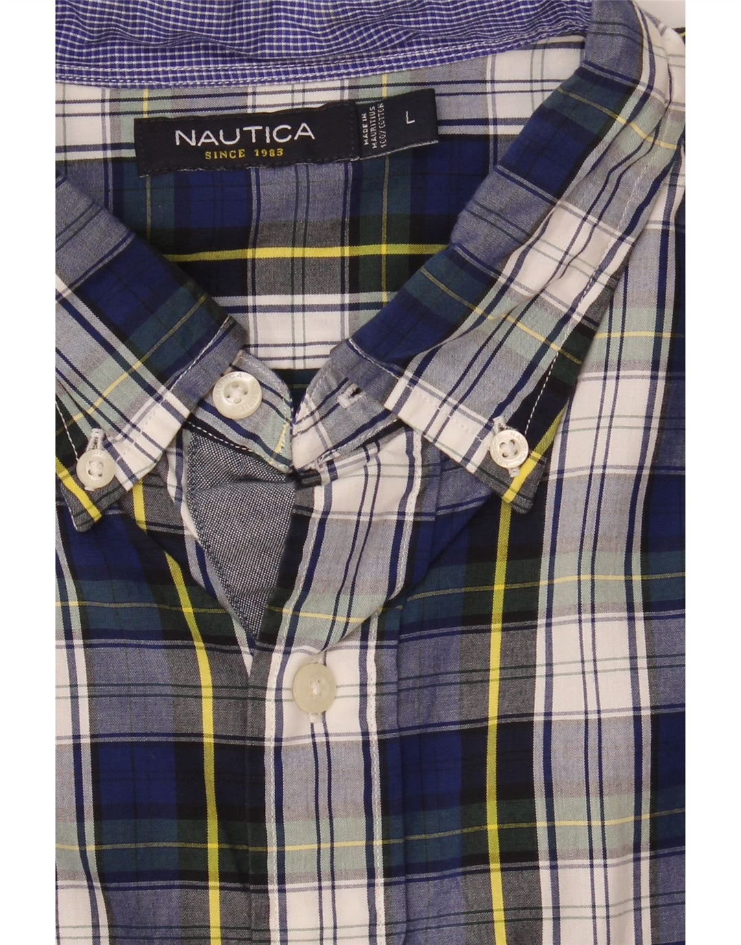 Мужская рубашка Nautica, большая темно-синяя клетка в клетку, хлопок