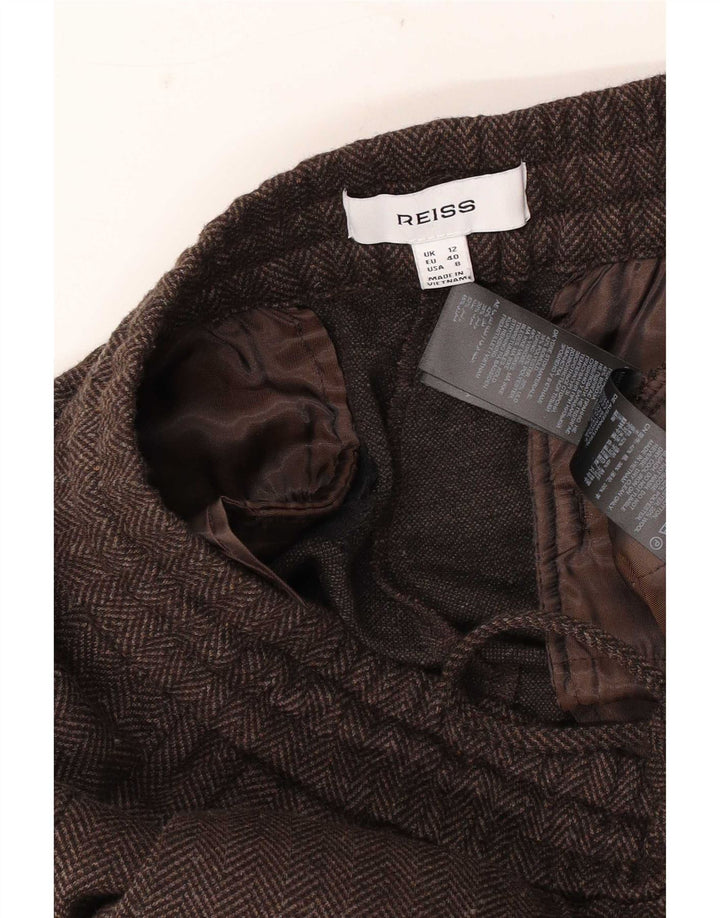 Женские спортивные брюки Reiss UK 12, хлопковый средний коричневый цвет с узором «елочка»