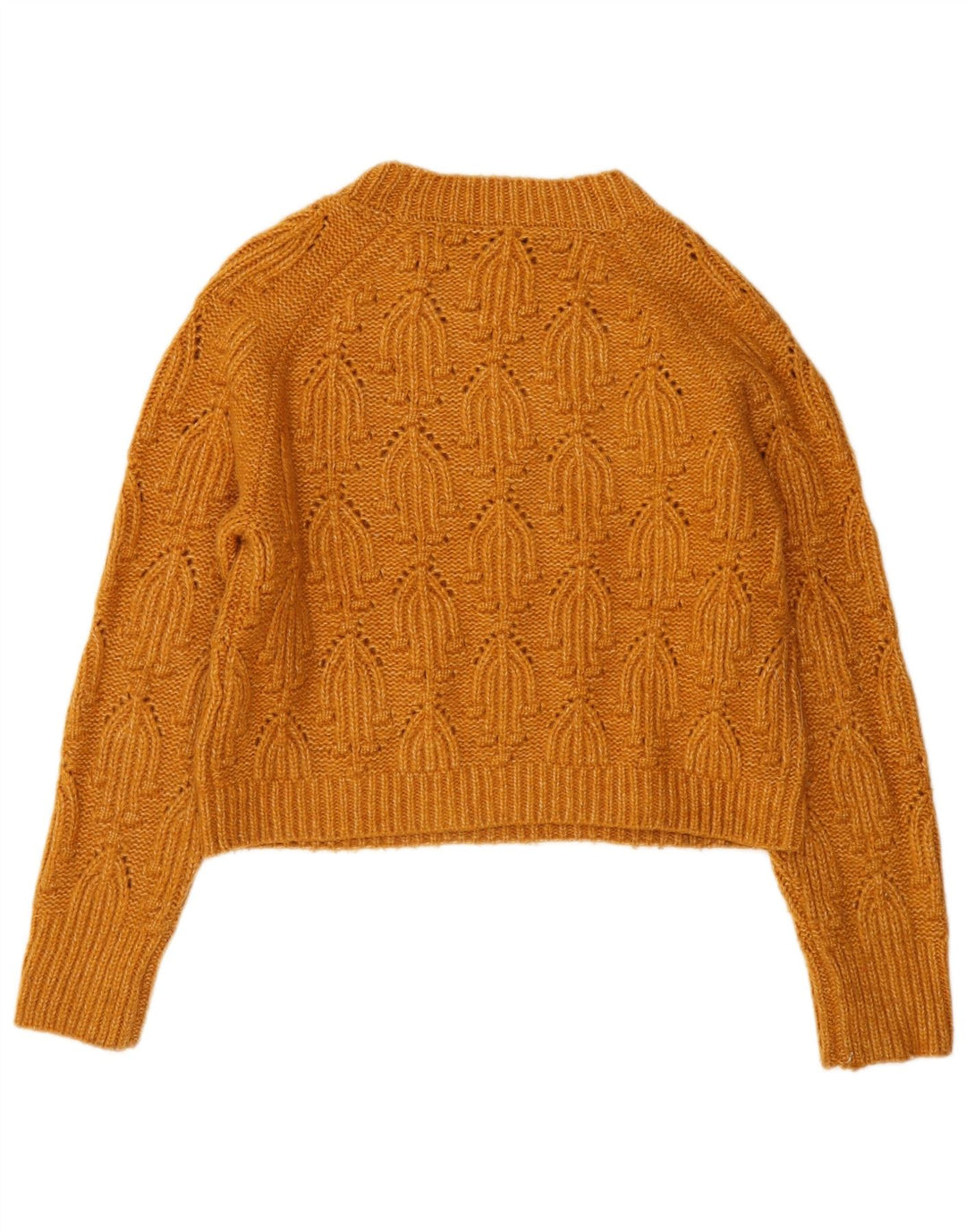 Женский укороченный джемпер с круглым вырезом Zara UK 14, средний оранжевый акрил