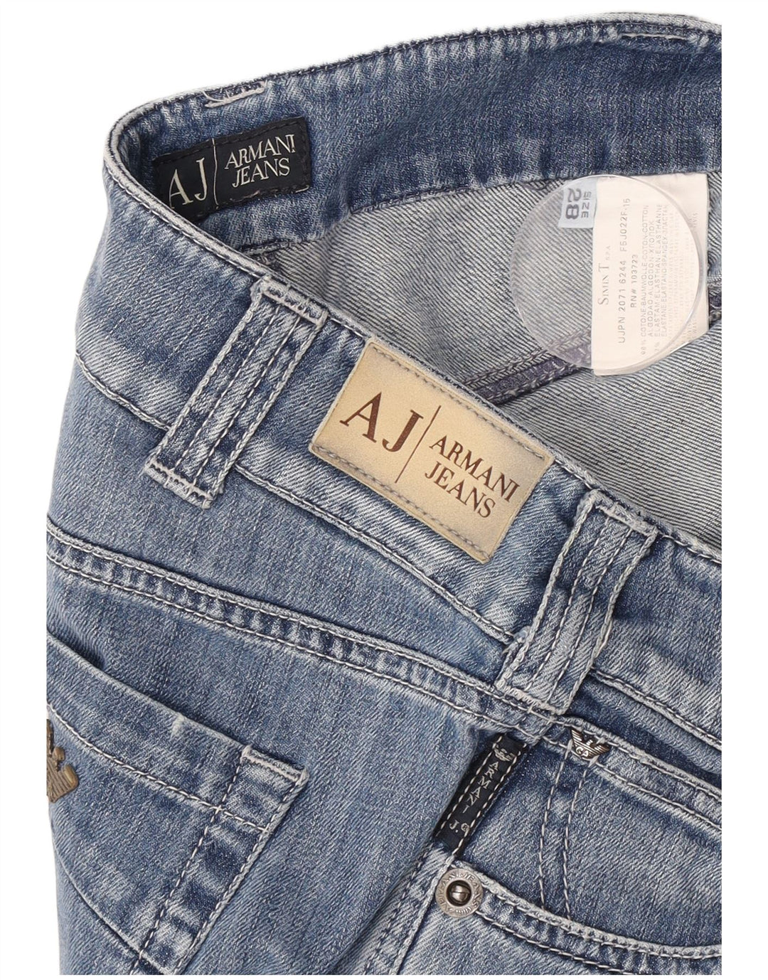 Женские прямые джинсы Armani W28 L30 синие, хлопок