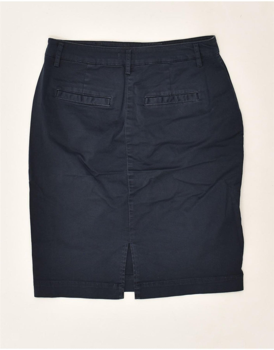 BENETTON Womens Straight Skirt UK 6 XS W25 Navy Blue Cotton | Vintage Benetton | Thrift | Second-Hand Benetton | Used Clothing | Messina Hembry 