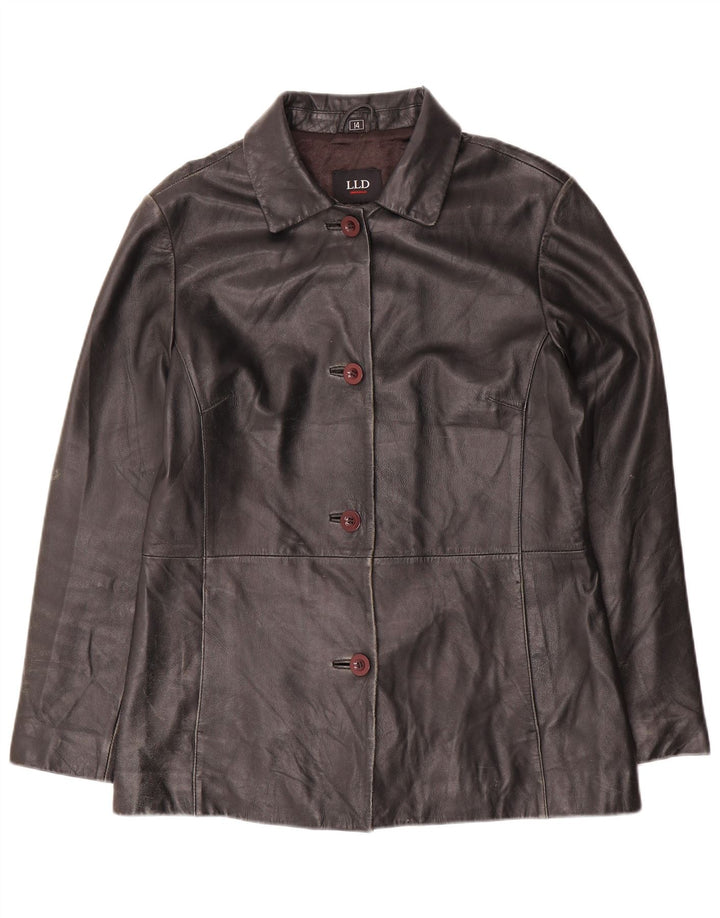 LLD Женская кожаная куртка UK 14, большая черная кожа