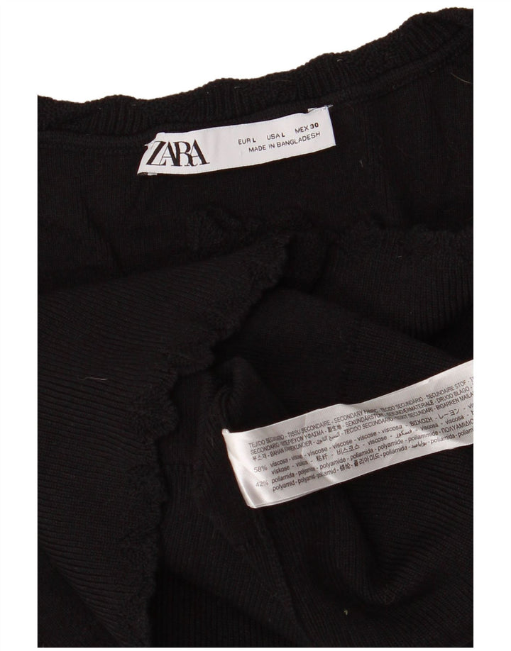 Женская укороченная майка Zara UK 14, большая черная вискоза