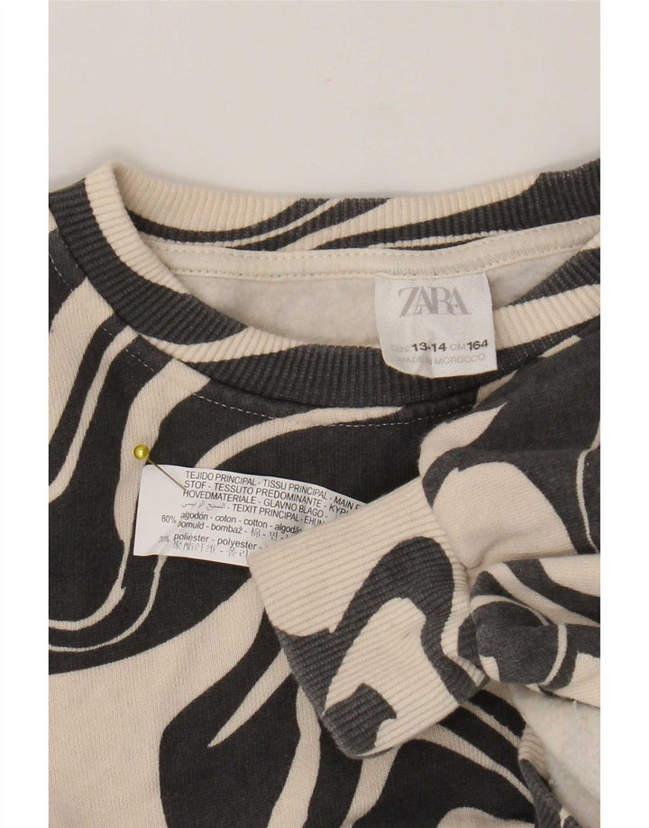 Свитшот Zara с абстрактным узором для девочек, 13-14 лет, черный хлопок