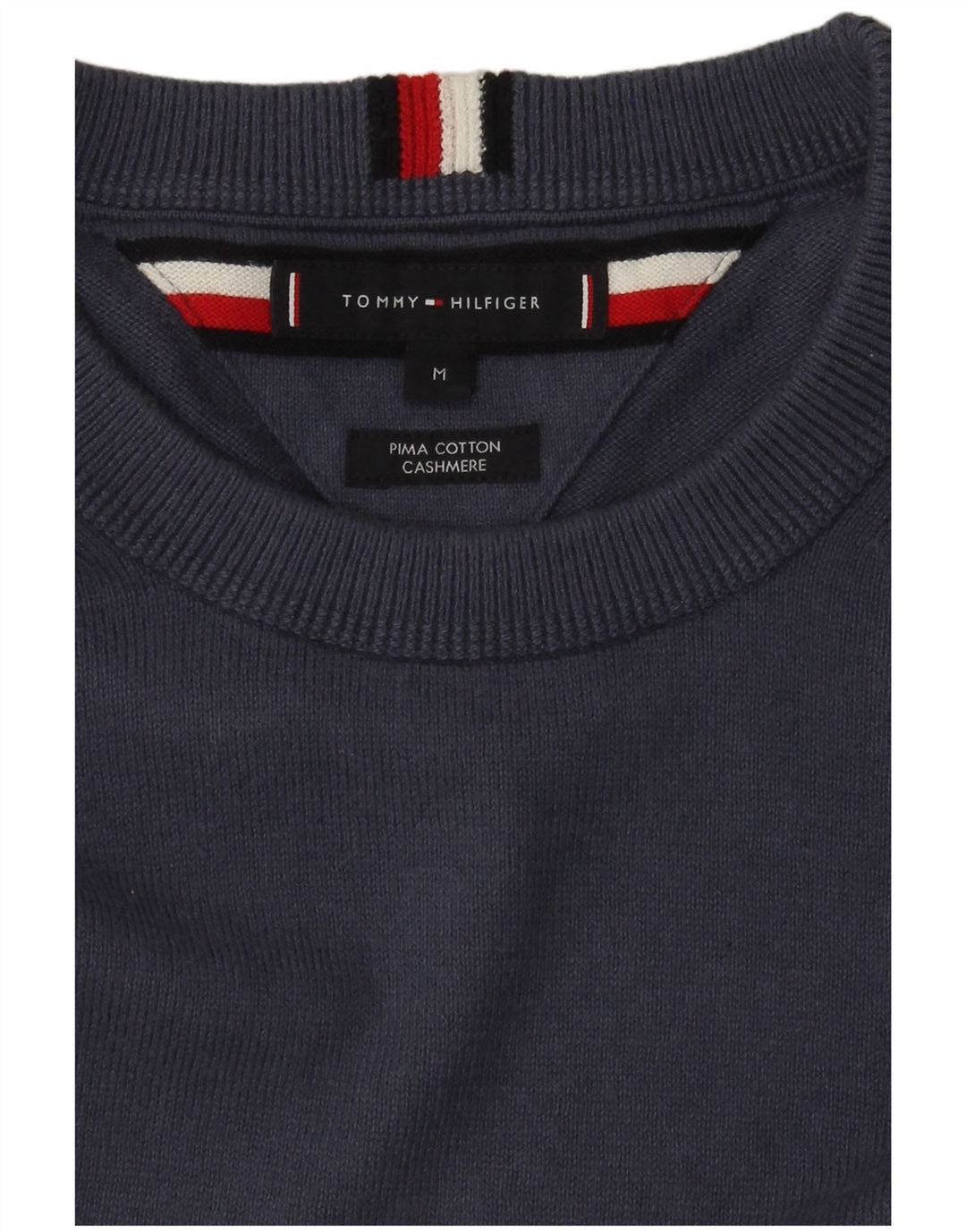 Мужской джемпер с круглым вырезом Tommy Hilfiger, хлопок среднего цвета, синий