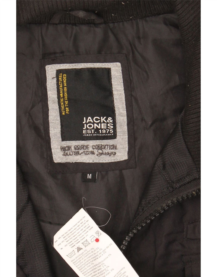 Мужская куртка-бомбер Jack & Jones UK 38, средний черный нейлон