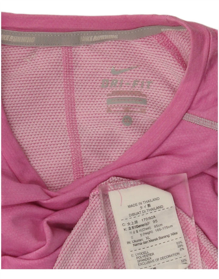 Женский топ NIKE Dri Fit с длинным рукавом UK 18 XL, розовый лиоцелл