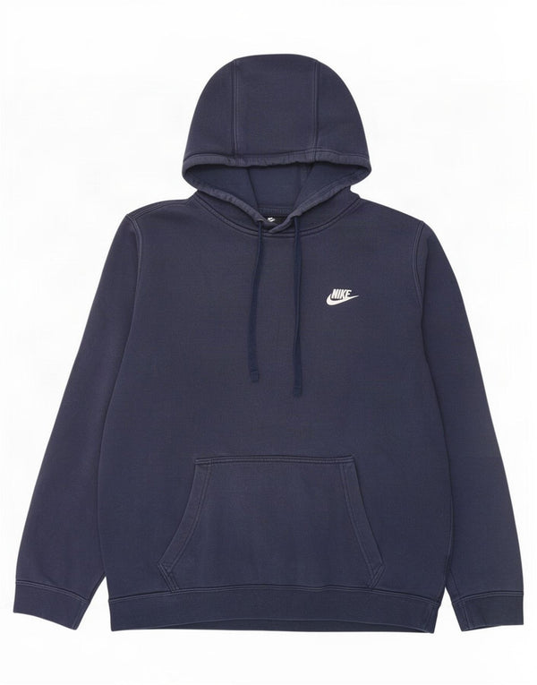 Nike Mens Hoodie Jumper Large Navy Blue Cotton