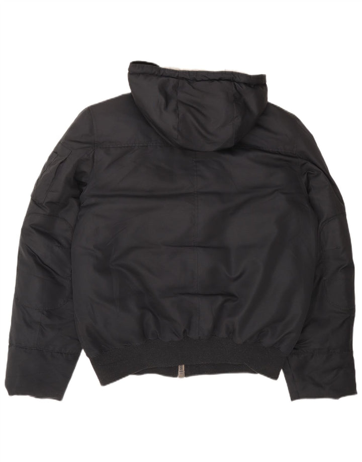 Benetton Мужская утепленная куртка с капюшоном IT 54 2XL Черный Полиэстер