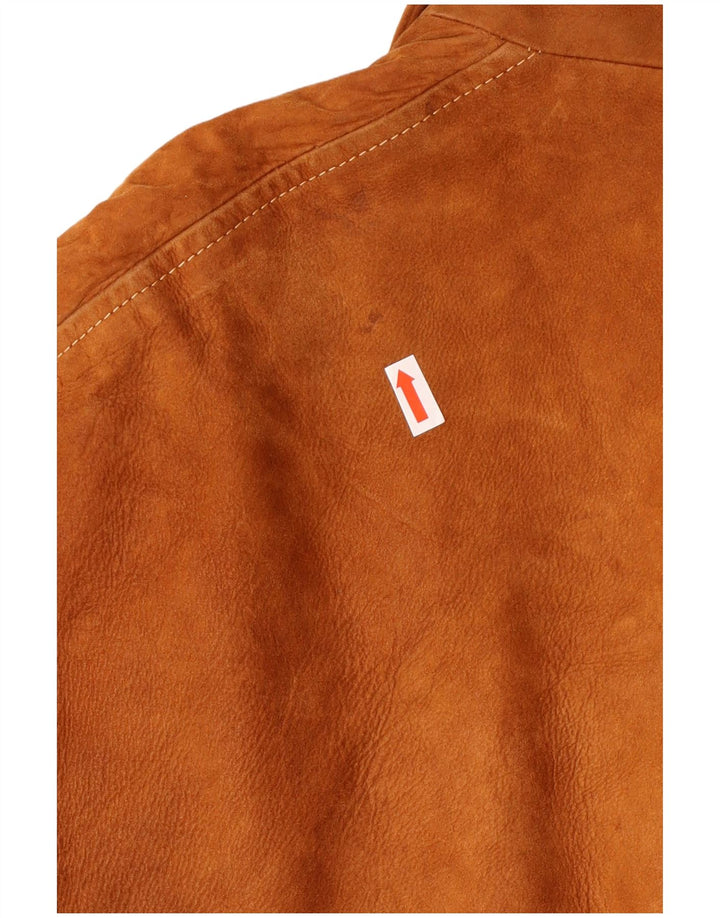 Мужской замшевый бомбер ESSEBI UK 40, большой, коричневый кожаный