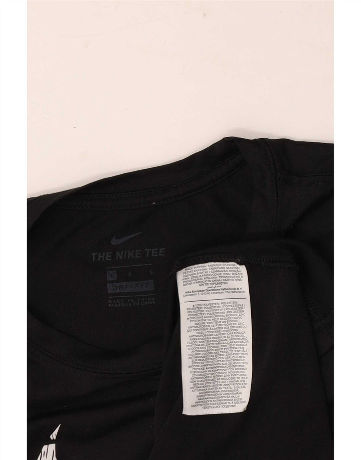 Женская футболка Nike Dri Fit Regular с рисунком Top UK 16, большой черный полиэстер