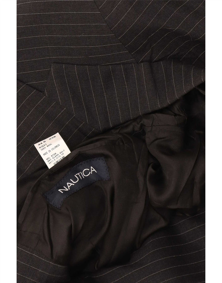 Мужской пиджак Nautica с 3 пуговицами, Великобритания, 44, 2XL, черный, шерстяной в тонкую полоску