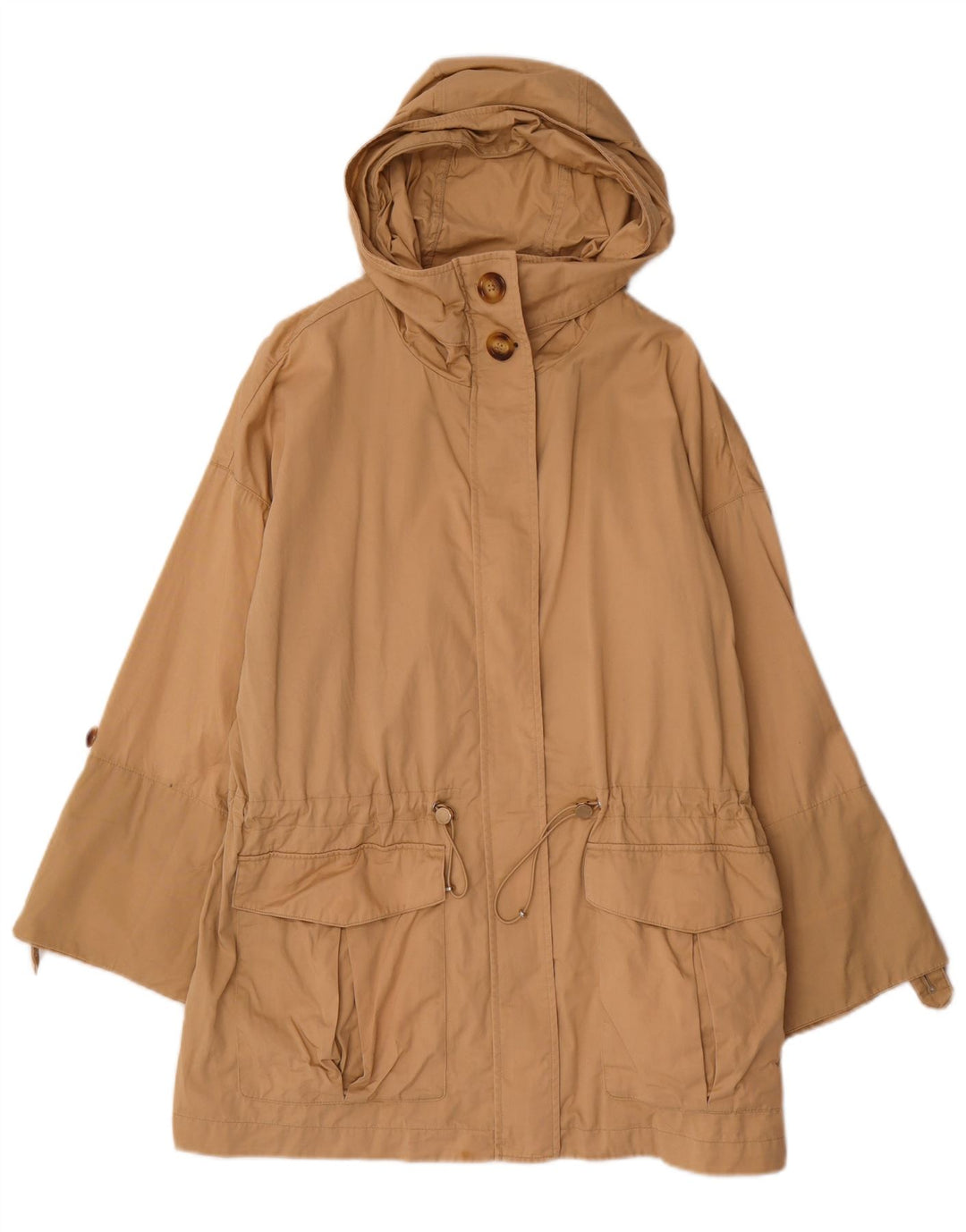Женская парка MASSIMO DUTTI с капюшоном UK 14, средний бежевый хлопок