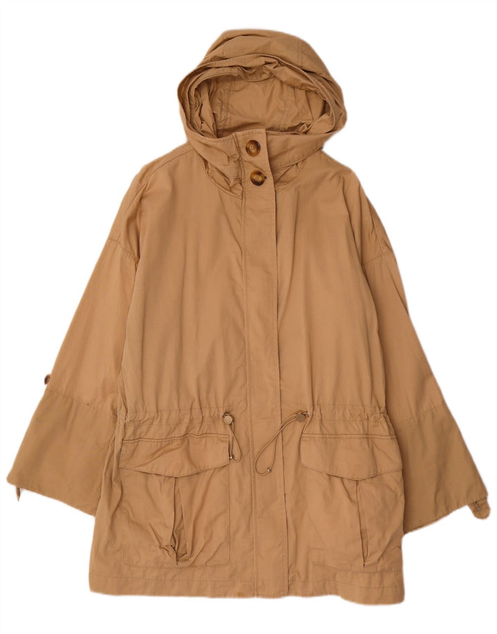 Женская парка MASSIMO DUTTI с капюшоном UK 14, средний бежевый хлопок
